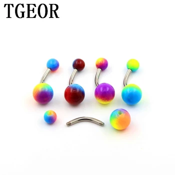 

new Hot wholesale 40pcs mixed double color acrylic belly button ring banana curved barbell navel ring free shipping