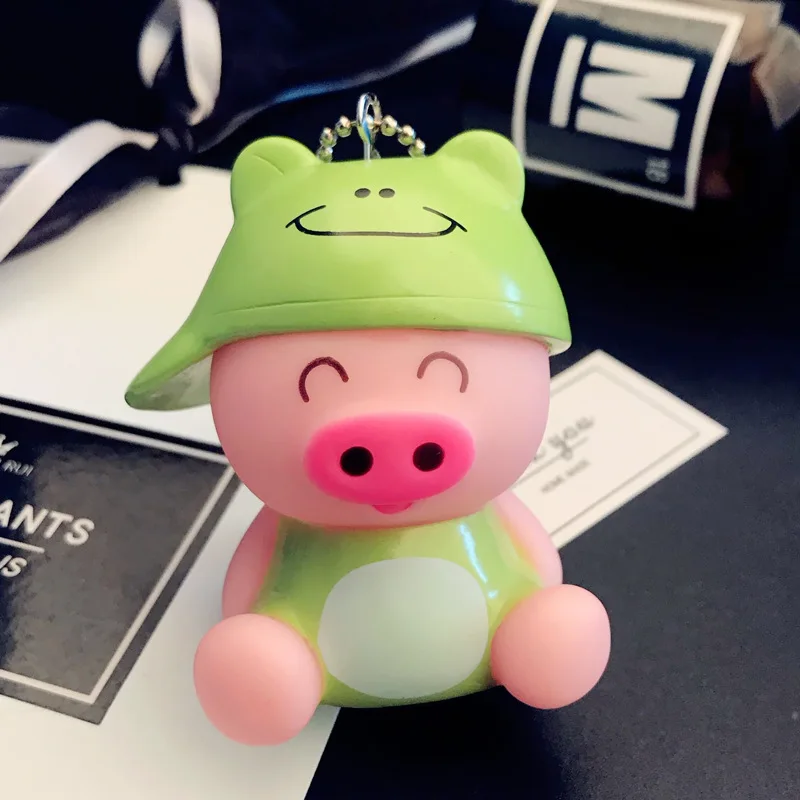 Caliente 7 colores cerdo divertido lindo Led Llaveros linterna sonido niños creativos juguetes clave de luz anillos de joyería Llaveros