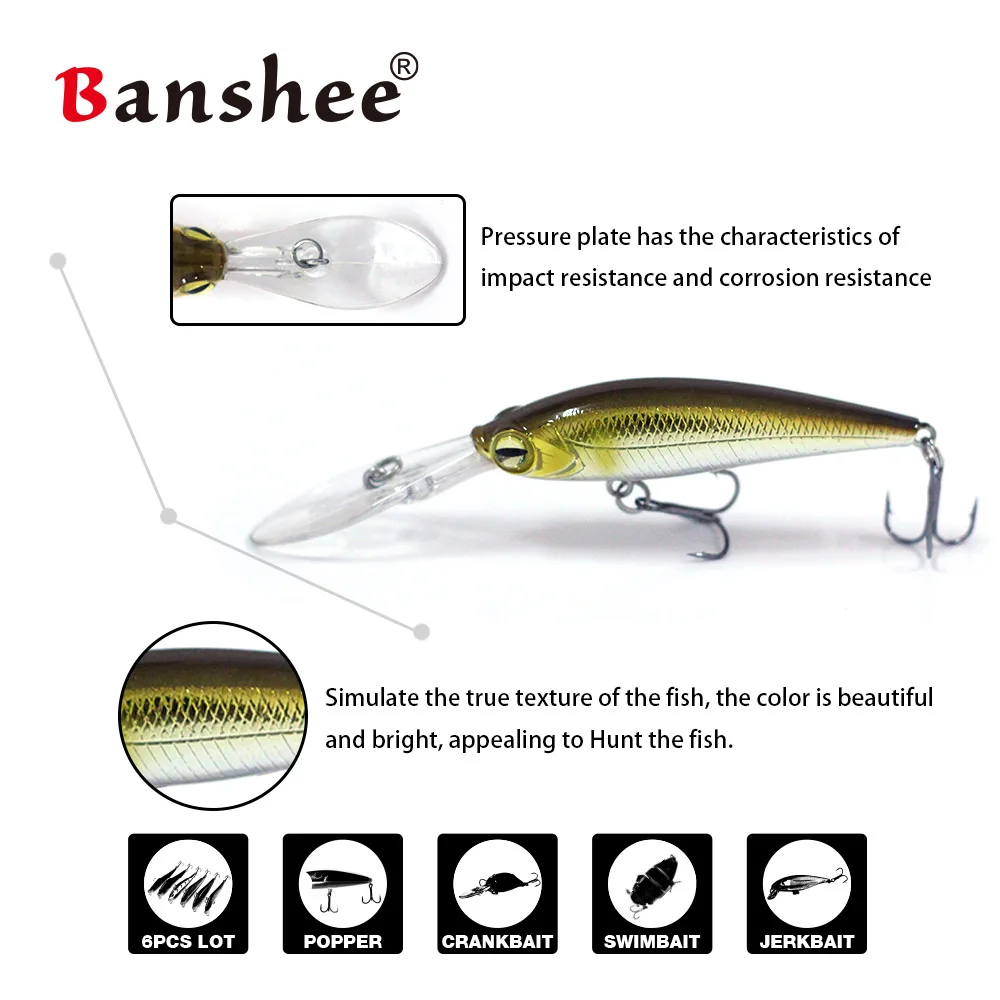 Banshee WF01 Джеркбейт 60 мм/6 г воблеры для ловли щуки yo zuri Лидер продаж в виде гольяна