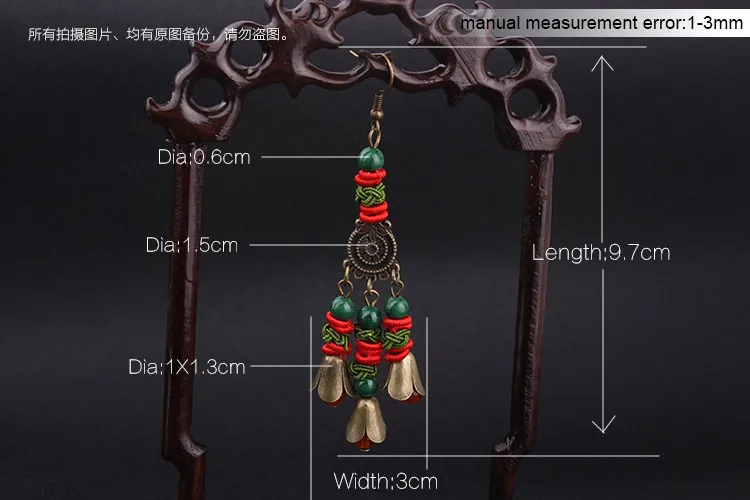 Винтажные висячие серьги hanBig star ручной работы с традиционным камнем в китайском стиле, новые оригинальные этнические ювелирные серьги