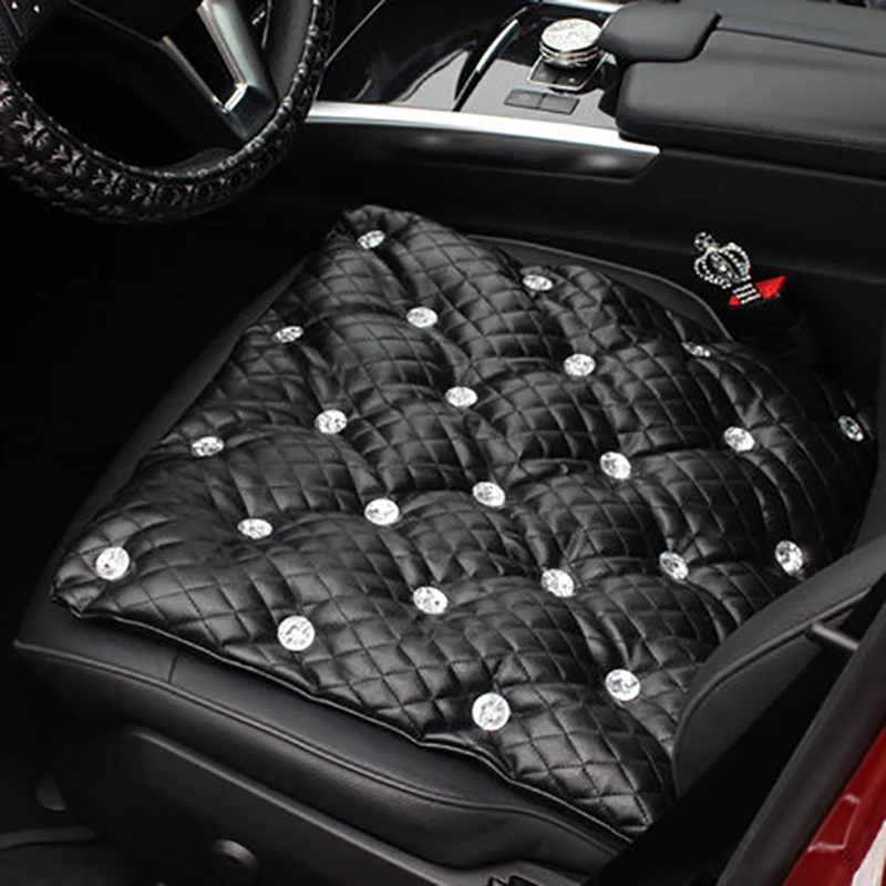 

Car Seat Cushion with Ladycrystal Rhinestones For Women Girls Leather Seat Covers Universal Size Safety Car Back Seat Protector