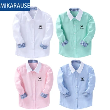 

100% Cotton Oxford Kids Boys Shirts Baby Boy Shirt Spider Embroidery Girls Blouses Tops Toddler Easy Care Regular Casual Shirts