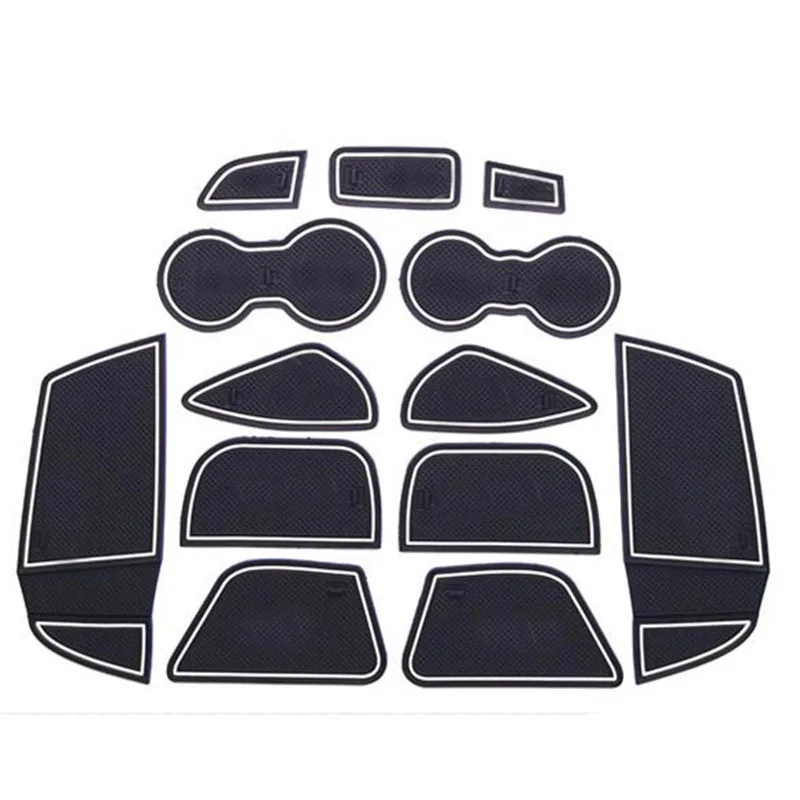 Kopen 13 stks set Auto Interieur Cup Mat Deur Poort Slot Pad Opbergdoos Mat Stickers Voor Ford Focus 3 2012 2013 2014 LHD Met Logo
