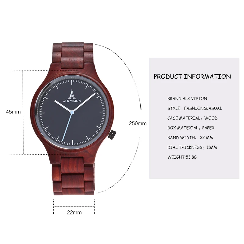 ALK wood watch 2017 fahsion quartz lovers watch natural wooden wristwatches male female casual pointer clock dropshipping