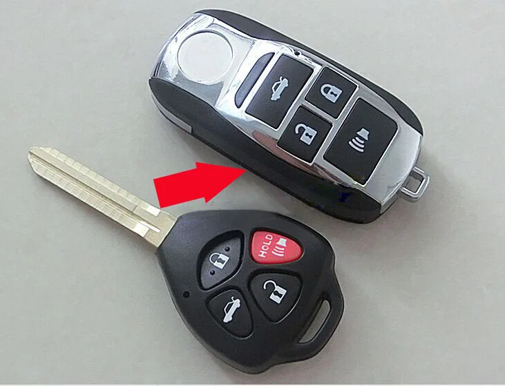 

New Style ! 4 Buttons Modified Folding Flip Remote Key Shell Case For Toyota Camry Avalon Corolla RAV4 Venza Yaris Fob Key Cover