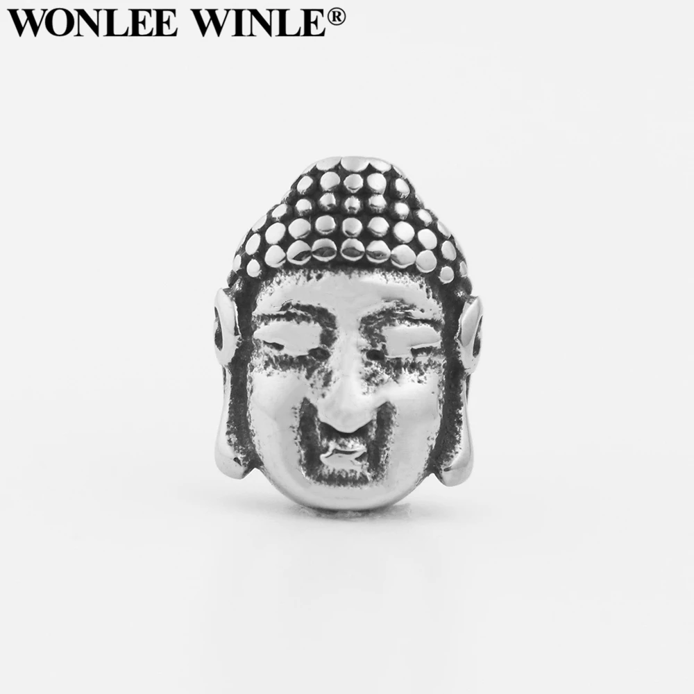 

Wonlee Winle Stainless Steel 2mm Hole Retro Buddha Head Bead Charm For DIY Men&Women String Bracelet Jewelry