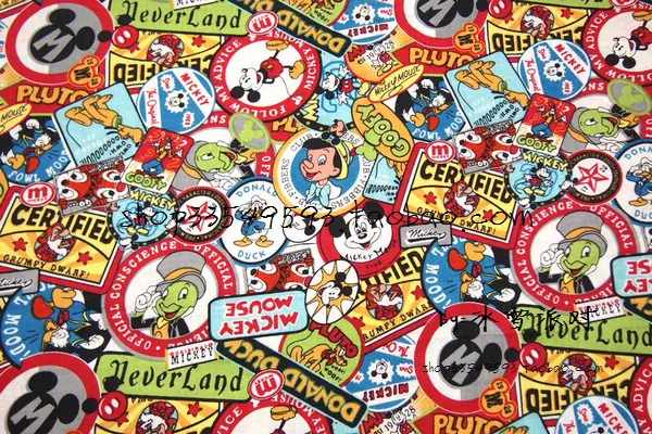 

100*105cm cartoon mickey Pinocchio cute baby 100% Cotton Sewing Fabric DIY Handmade Material Hometextile