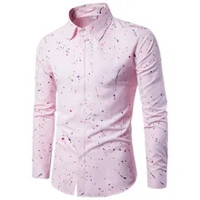 Роскошная мужская хлопковая рубашка с принтом, повседневная приталенная рубашка с длинными рукавами, рубашки, официальные цветные топы, Chemise Homme Manche Longue 20