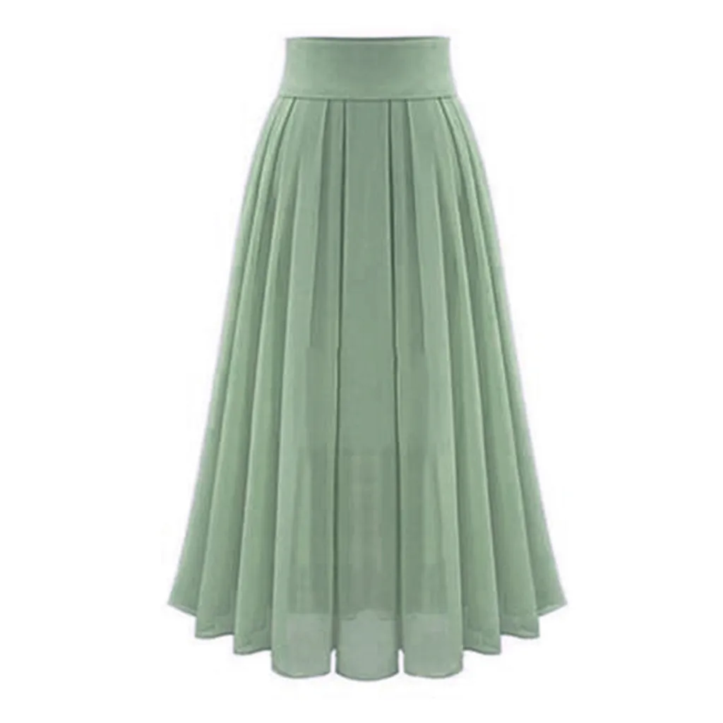 Jaycosin юбка длинная юбка женская органза Талия шнуровка бедра длинная юбка сплошной цвет летняя повседневная женская шифоновая юбка