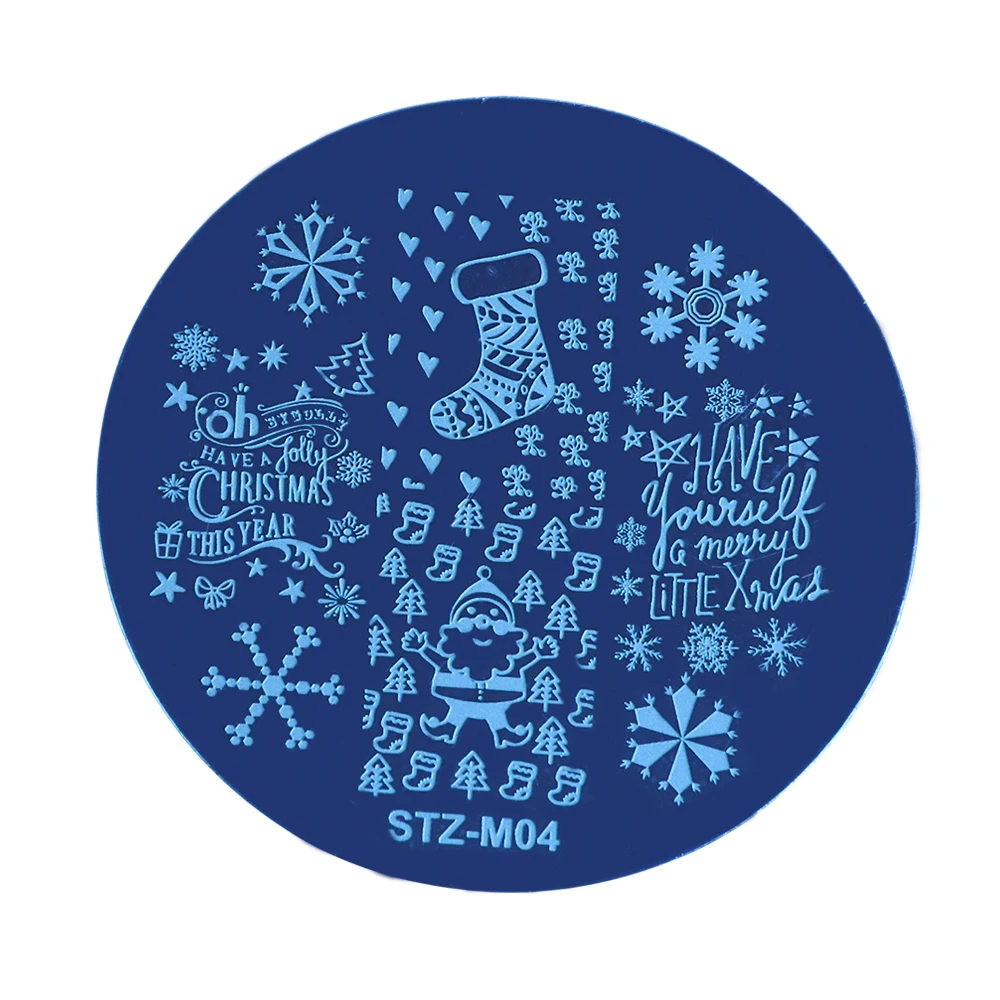 Полный Красота 1 шт. рождественские ногтей штамповки шаблон снег цветок Круглый DIY маникюр пластины принтера трафарет для ногтей CHSTZ-M01-10