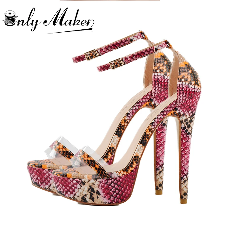 

Onlymaker Summer Women's Platform Chunky High Heel Ankle Strap Sandals Pumps Round Toe Buckle Strap Party Dress Mary Jane Shoes