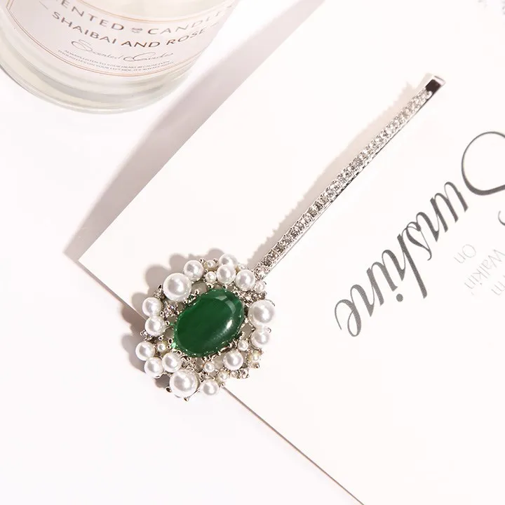 

2019 Emerald Rhinestones Pearls Hair Clips for Women Girls Bobby Pin Hairpins Barrettes Wedding Hair Accessories Hair Clip