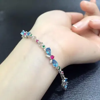 

Hot Sale Qi Xuan_Free Mail Blue Stone Elegant Bracelets_S925 Solid Silver Fashion Bracelets_Manufacturer Directly Sales