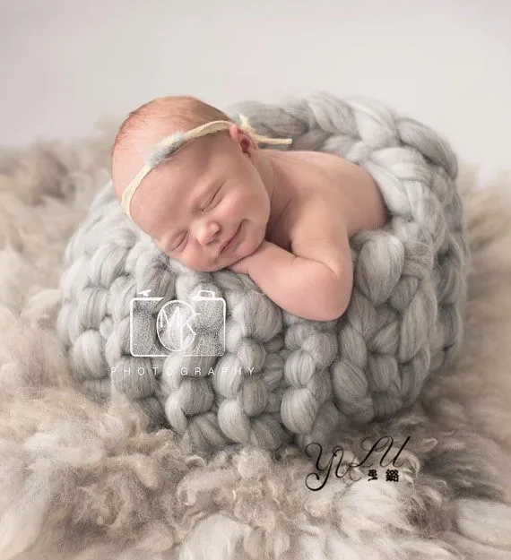 Детский кокон яйцо гнездо Pod вязать Новорожденный ребенок позирует Подушка фотография Реквизит шерстяная корзина