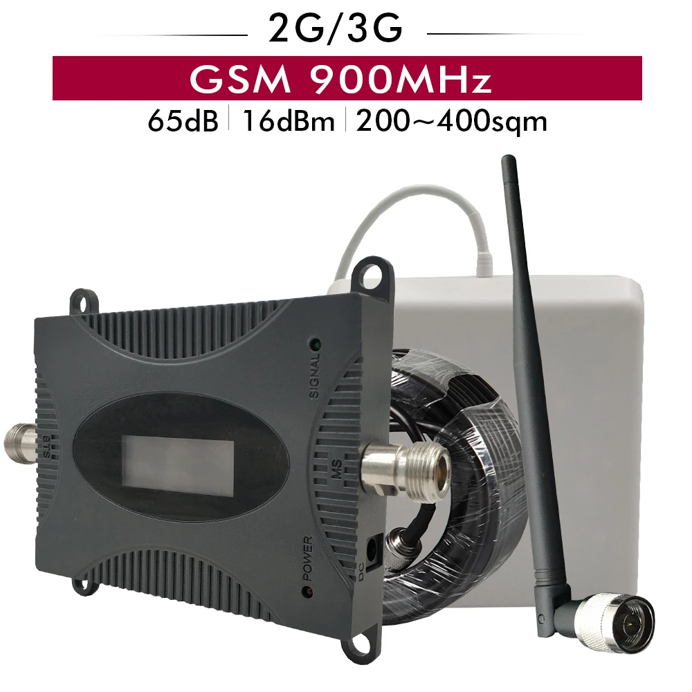 

65dB Gain LCD Display 2G 3G GSM 900 Signal Booster Amplifier GSM 900mhz Cell Phone Signal Booster Cellular Repeater Antenna Set