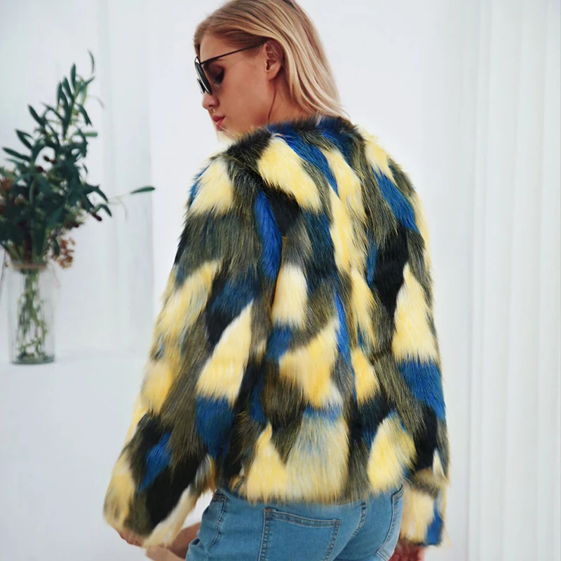 Taille 2 Survêtement Femelle 2x 3 7q2182 Femmes À La Fluffy Manches Hiver style Poilu Fourrure Manteau style Plus Automne 1 Longues Chaud Style Fausse Veste O5Bqwx