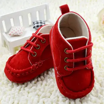 

Baby Boy Girl Cotton Prewalker Crib Shoes Soft Sole Lace Sneaker Boots 0-18M