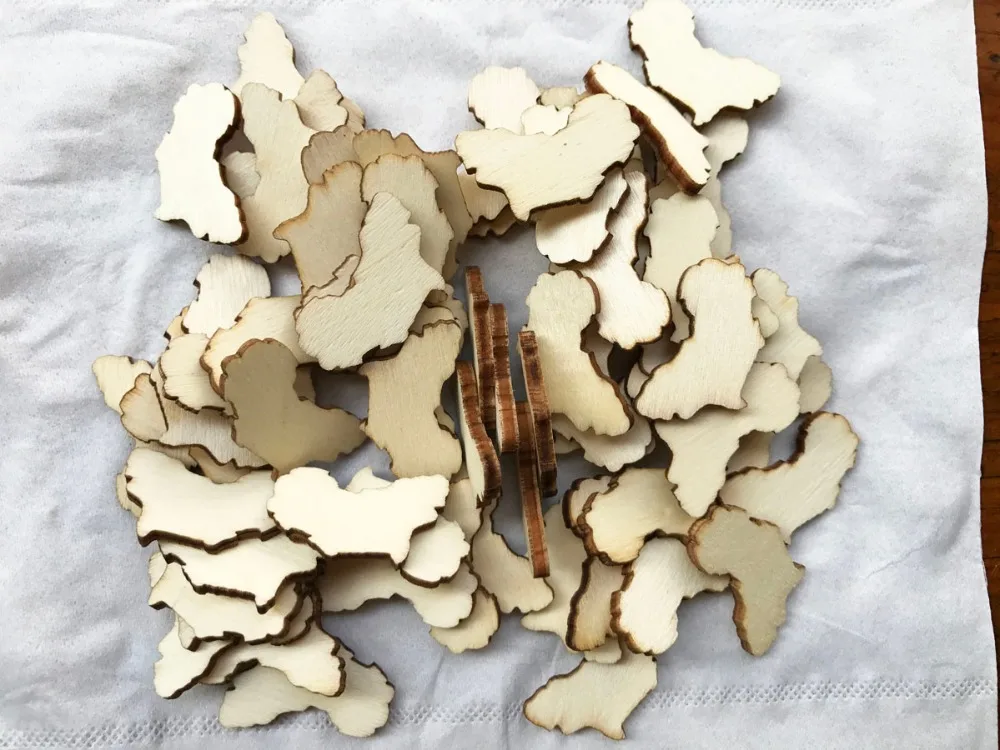

200Pcs/lot Unfinished Blank Natural Wood Africa map shape stud earring accessories Wood Beads chip CH-012 , AS picture