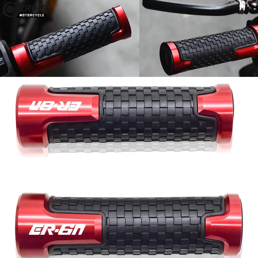 

HandleBar Grip 22 mm Motorcycle Handle Bar Grips 7/8 Hand Bars Bicycle CNC Rubber For KAWASAKI ER6N ER 6N ER 6 N 2006 2007-2017