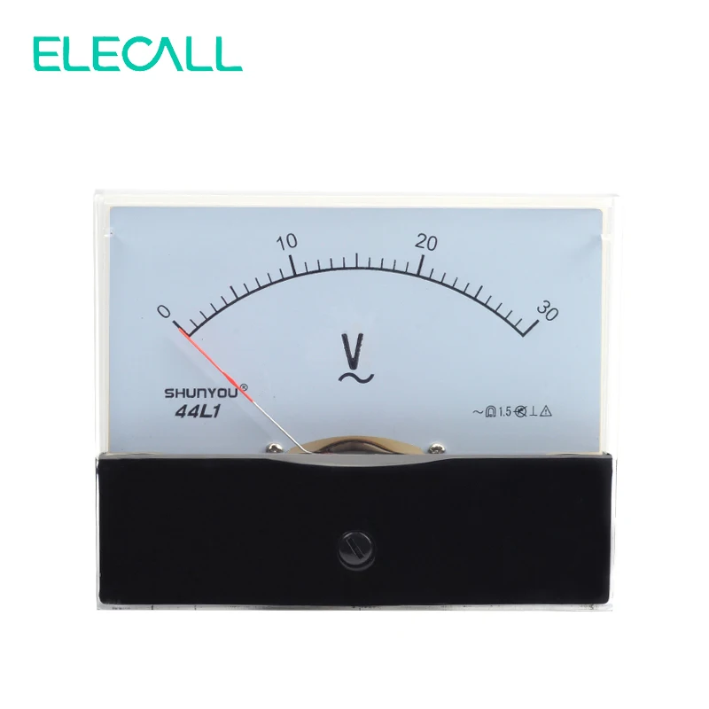 

ELECALL 44L1 30V Pointer Type AC Voltage Meter Head Analog Meter Mechanical Header 105*88*66mm