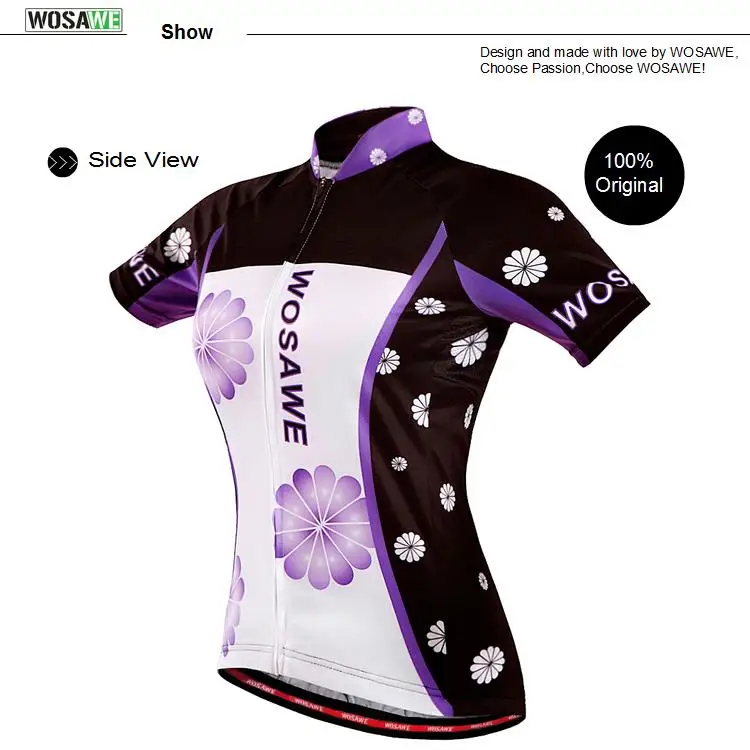 WOSAWE женский фиолетовый цветок Велоспорт 4D шорты с гелевой подкладкой+ длинный рукав Джерси Набор Леди Быстросохнущий велосипед спортивная одежда костюм