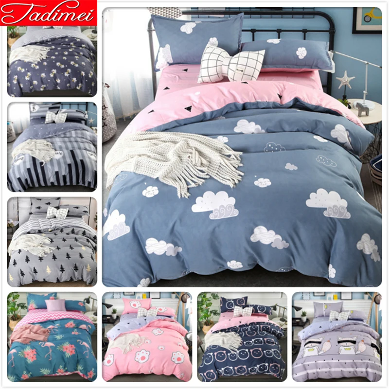 Cloud Pattern Blue Pink Ab Side Quilt Comforter Duvet Cover 3 4