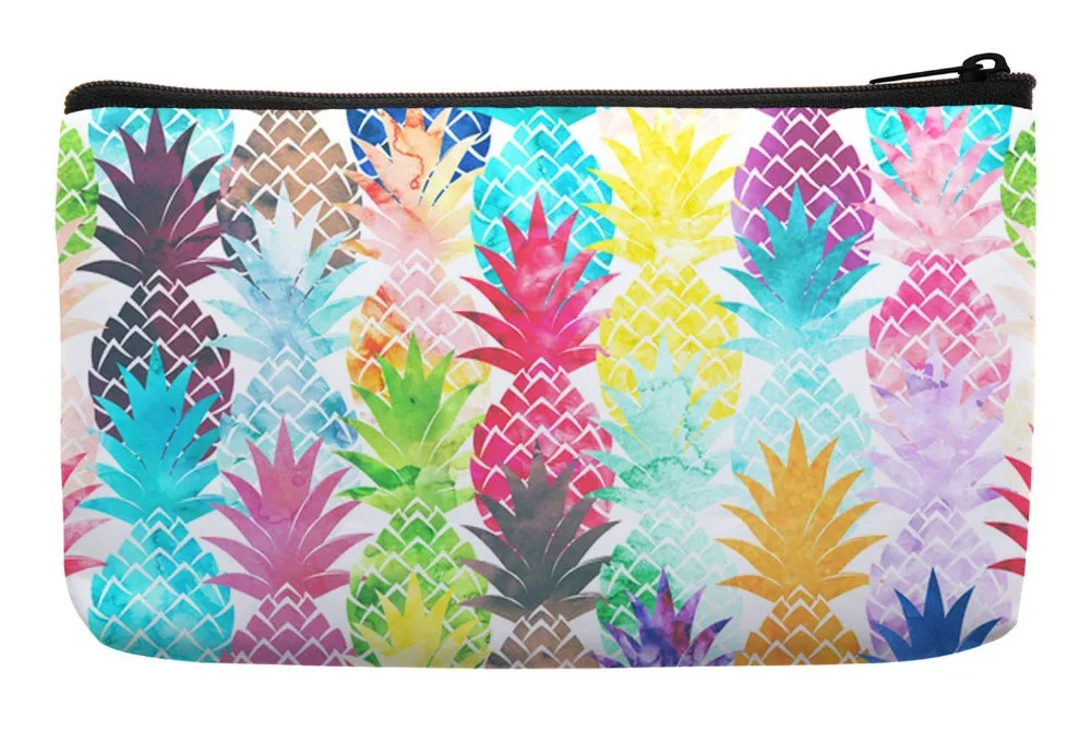 

Watercolor Pop Art Hawaiian Pineapple Pattern Tropical Summer Style Print Customized Small Cosmetic Bag Wristlet Makeup Bags