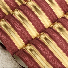Modern Luxury Gold Striped Wallpaper 3D Embossed Gold Foil Wallpaper Roll Living Room Bedroom Wallpaper Red Brown Wall Paper