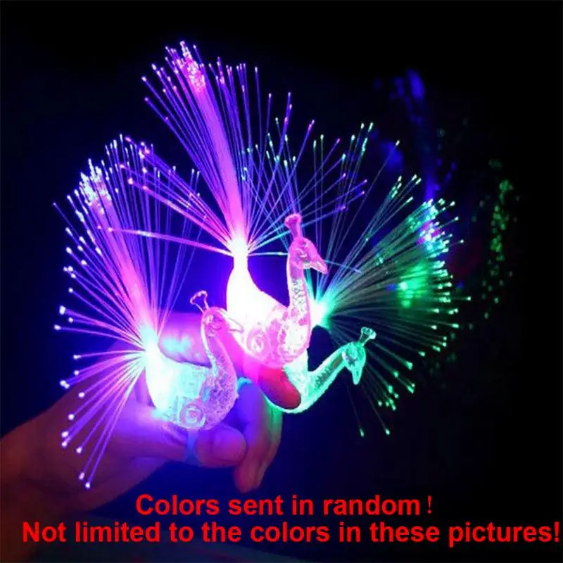 

Glowing Toys for Children Creative LED Flash Peacock Finger Lights Toys Kids Luminous Rings Party Toy Flash Colorful Kids Toys 1