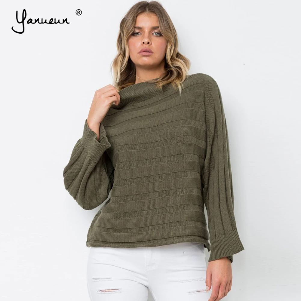 

Yanueun Womens Clothing Pullovers Sweater Loose Solid Turtleneck Sweaters Soft Warm Knitted Autumn Winter Hot Knit Jumpers