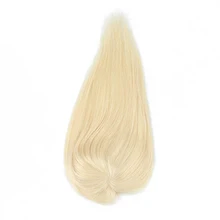 Женский парик, прямые бразильские человеческие волосы Remy, Топпер, 120% плотность, ручная вязка, шиньон с зажимом, 613 блонд, купить