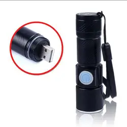 USB светодиодный фонарик Ручной перезаряжаемый светодиодный фонарик для охоты мини Lanterna аккумулятор высокой мощности тактический фонарь