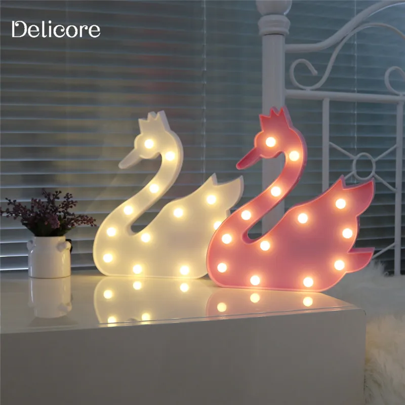 Delicore Pretty Cute Swan Cartoon Animal Night Light Baby Room