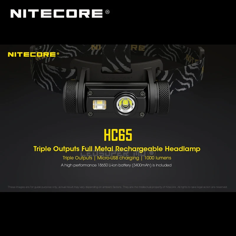 Gold Winner ISPO Award Nitecore HC65 CREE XML2-U2 светодиодный налобный фонарь 1000 люмен с тройным выходом с литий-ионным аккумулятором