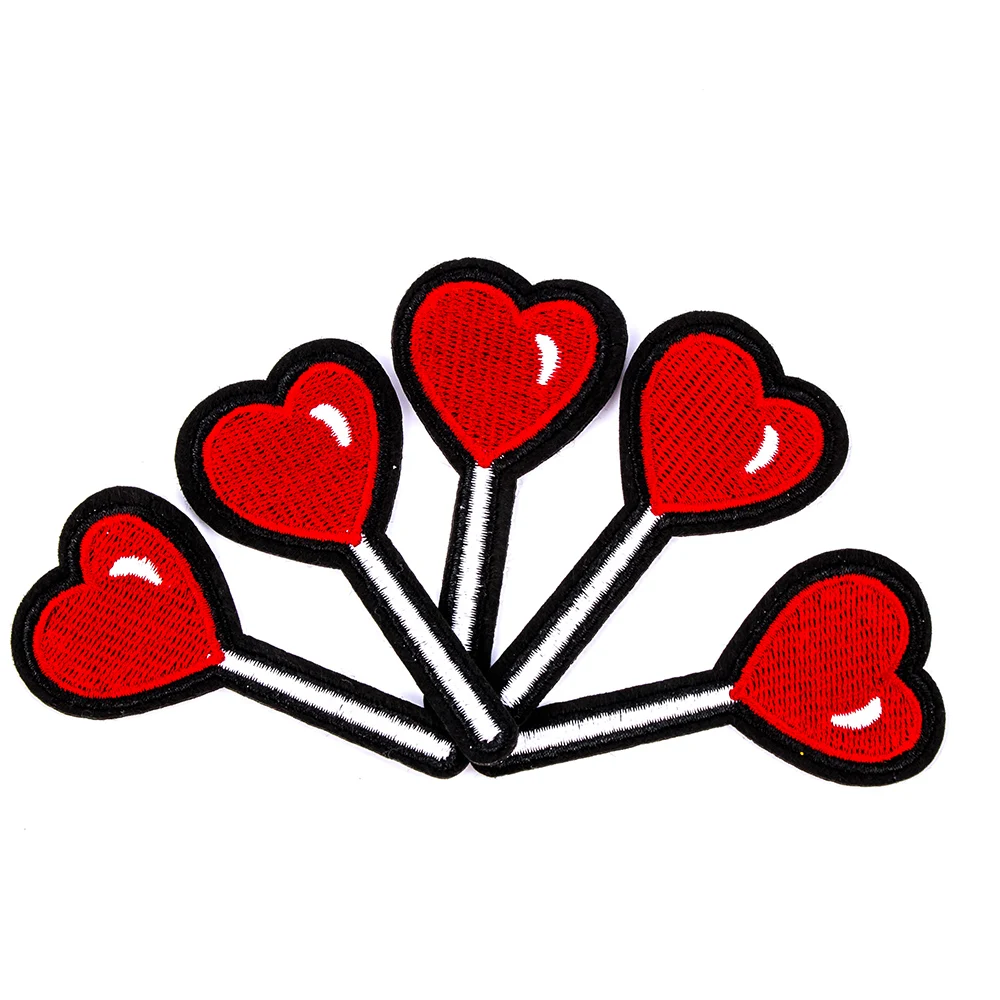 5pcs Lovely Embroidery Heart Patches Applique Iron Patch for Clothing