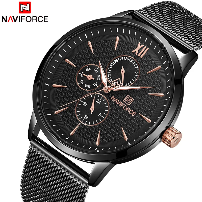 2018 мужские часы Лидирующий бренд NAVIFORCE модные кварцевые из нержавеющей стали