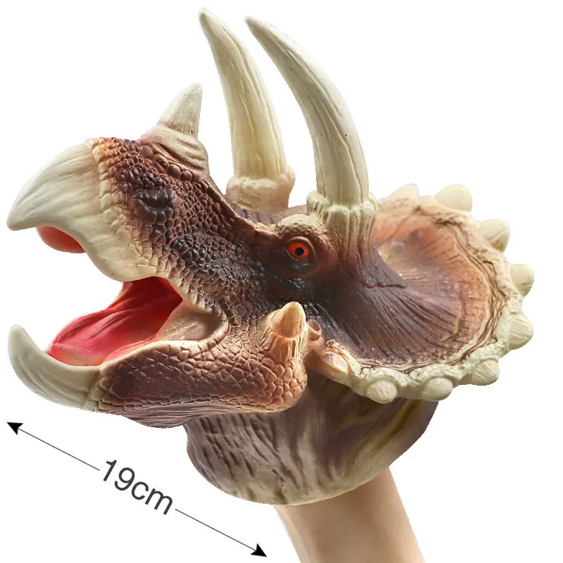 Динозавр Моделирование Мягкие резиновые перчатки тираннозавр ручная кукольная игрушка три юаня Дракон животное Юрского периода - Цвет: Triceratops