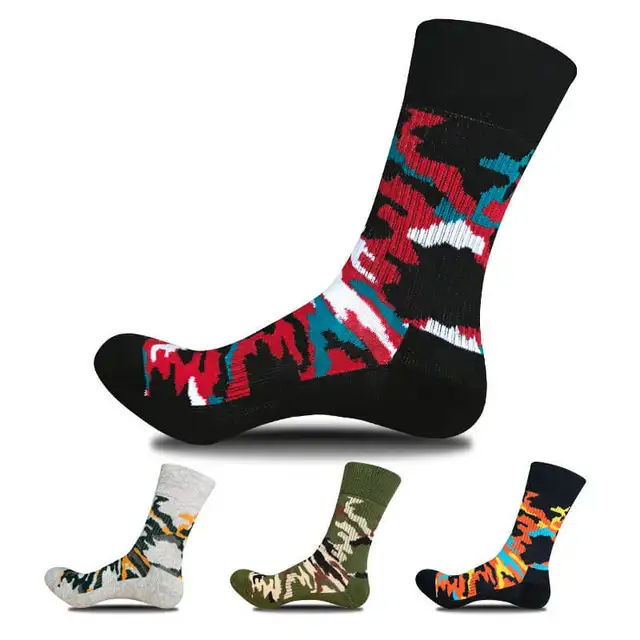 Cheap 4 Pairs Men's Camo Socks Sport Ankle Socks Breathable Soft Towel Socks Sport Cycling Bowling Camping Hiking Sock 4 Colors