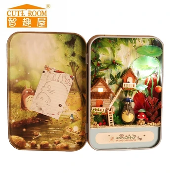 

Diy Doll House Wooden Miniature Doll Houses Furniture Box Totoro Jungle Time Assemble Kits Handmade Model Dollhouse Toys Gifts