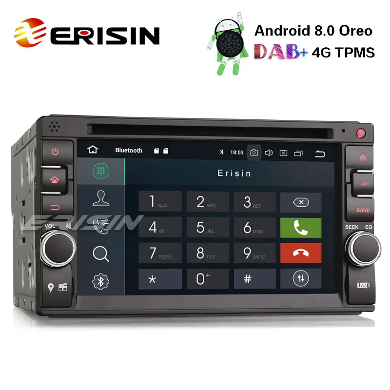 Erisin ES7836U 6 2 "Универсальный Din автомобильный радиоприемник Android 8 0 DVD gps плеер 4G TPMS