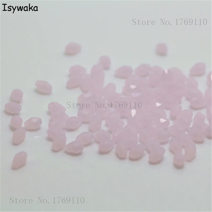 

Isywaka 100pcs Solid Pink Color Faceted Teardrop Beads Austria Crystal Beads Glass Beads Loose Spacer Bead for DIY 3x5mm