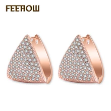 FEEHOW корейские серьги с микро-покрытием AAA кубический Zirocnia треугольной формы серьги-кольца для женщин Свадебные ювелирные изделия FWEP600