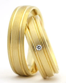 

2014 new jewelry his and hers Gold Plating titanium engagement wedding bands rings sets