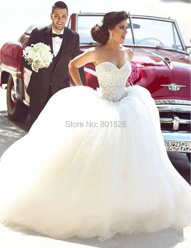 Im285 New Design Dubai Big Ball Gown Wedding Dress 2016 Heavy