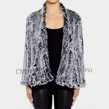 FREE SHIPPING CX-G-A-149B Real Rabbit Knitted Fur Jackets Winter Clothes Most Popular