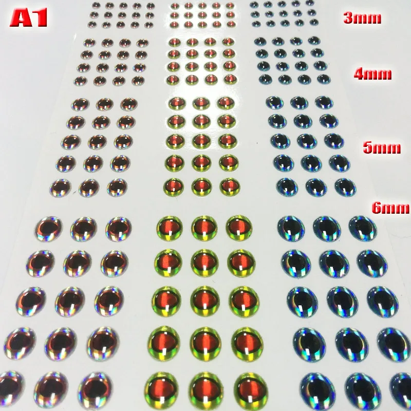 Рыболовные 3d глаза для приманки A1A2A3A4 вы выбираете размер 3mm4mm5mm6mm Количество: 732 шт./лот Красивые Искусственные рыбьи глаза высокого качества - Цвет: A1 732pcs