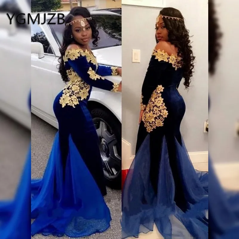 blue and gold prom dresses 2019
