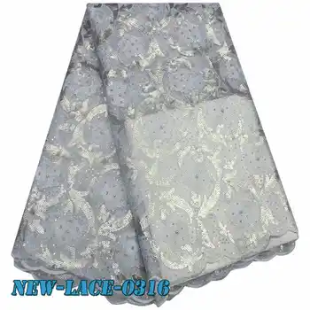 

Hot Sale French french tulle lace fabrics African Sequins Lace Fabric High Quality Nigerian Tulle Lace Fabric 5yards DM002