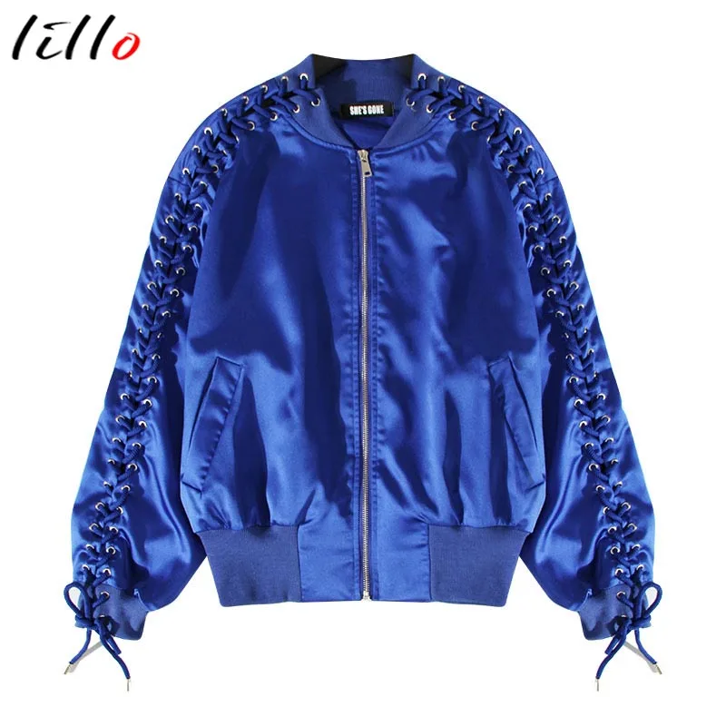 Baseball Jersey Cardigan Jacket 2019 New Jacket Original Tidal Bandage Rope Street Casual New Women's Jacket Fashion lace design