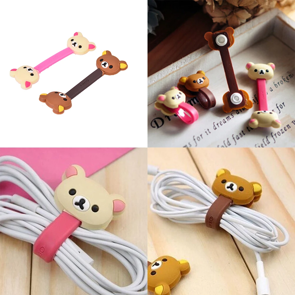 Wire Organizer  Kawaii Animals Cable Chick Headphone Winder Earbud Silicone Cord Wrap  Earphone Cord Stationery Holder 4PCS